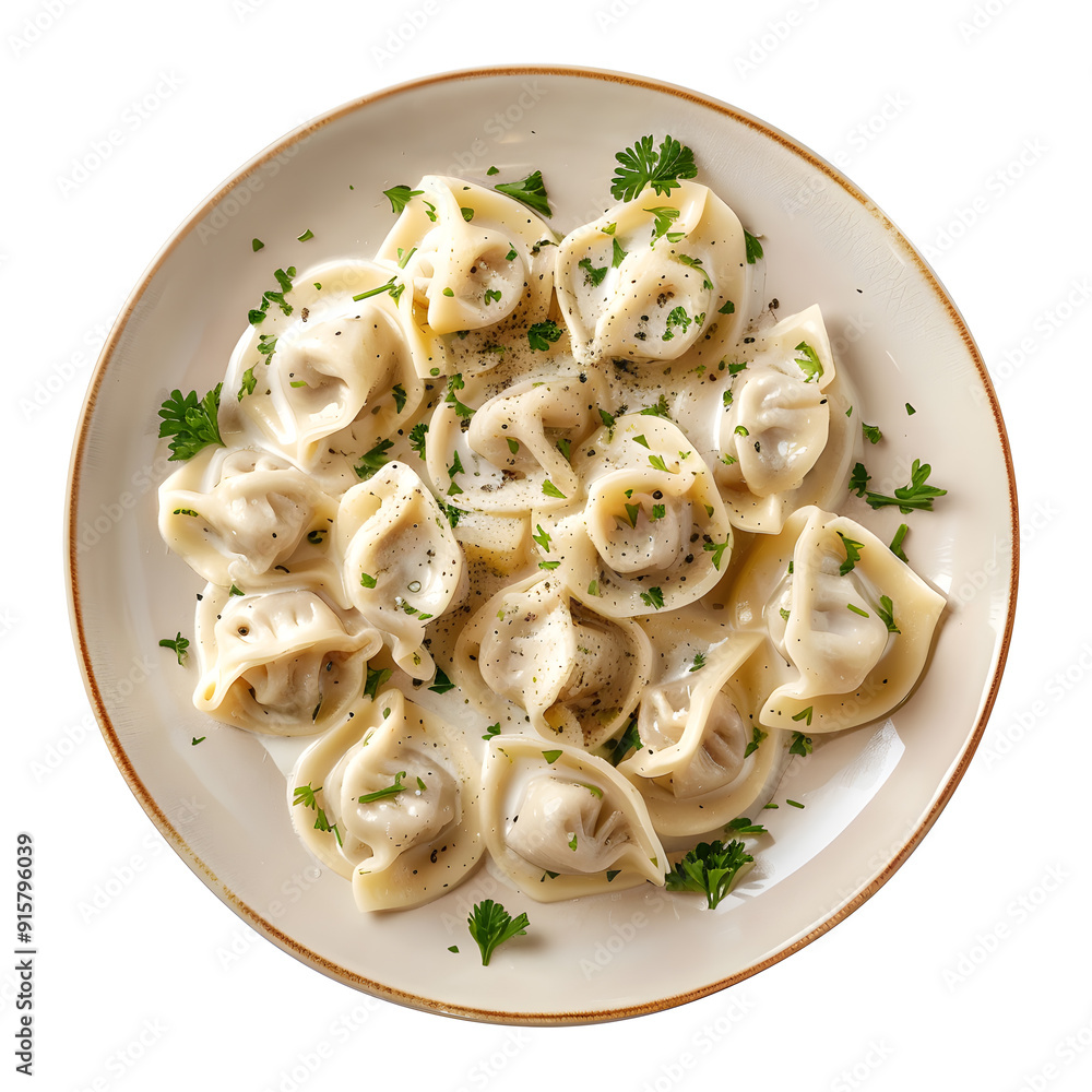 Top view Plate of Russian dumplings pelmeni isolated on white background
Top view Plate of Russian dumplings pelmeni isolated on white background