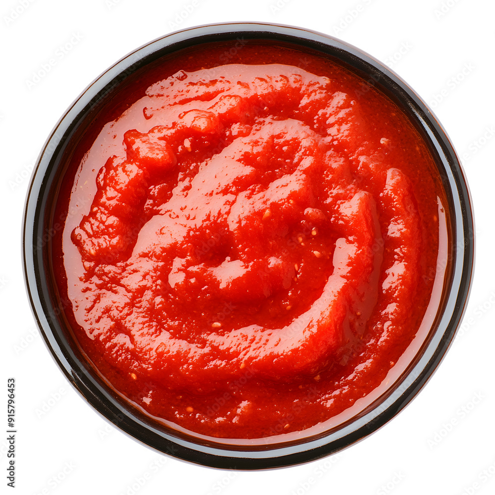 Red sauce ketchup drop top view isolated on white Red sauce ketchup drop top view isolated on white