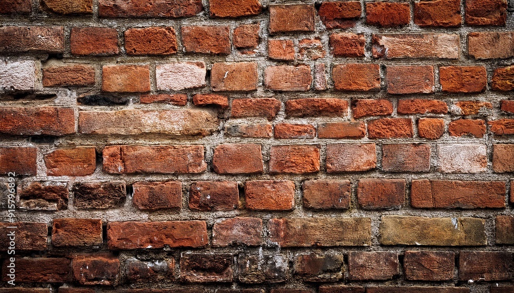 Fototapeta premium Older wall background with stained worn bricks