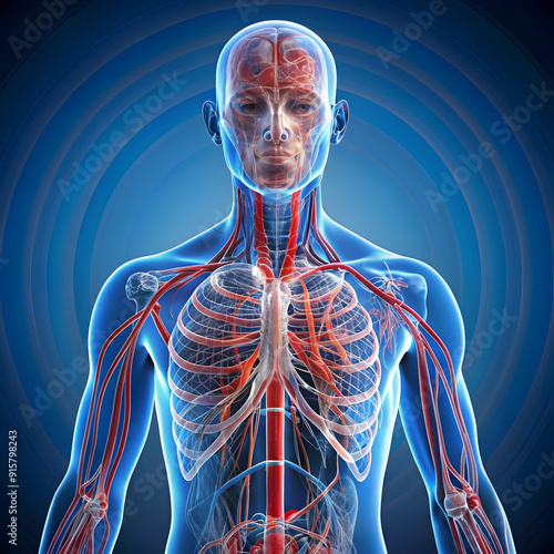 anatomical 3d illustration of the human circulator