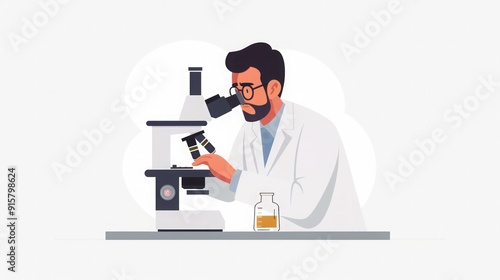 Scientist Using a Microscope in a Laboratory