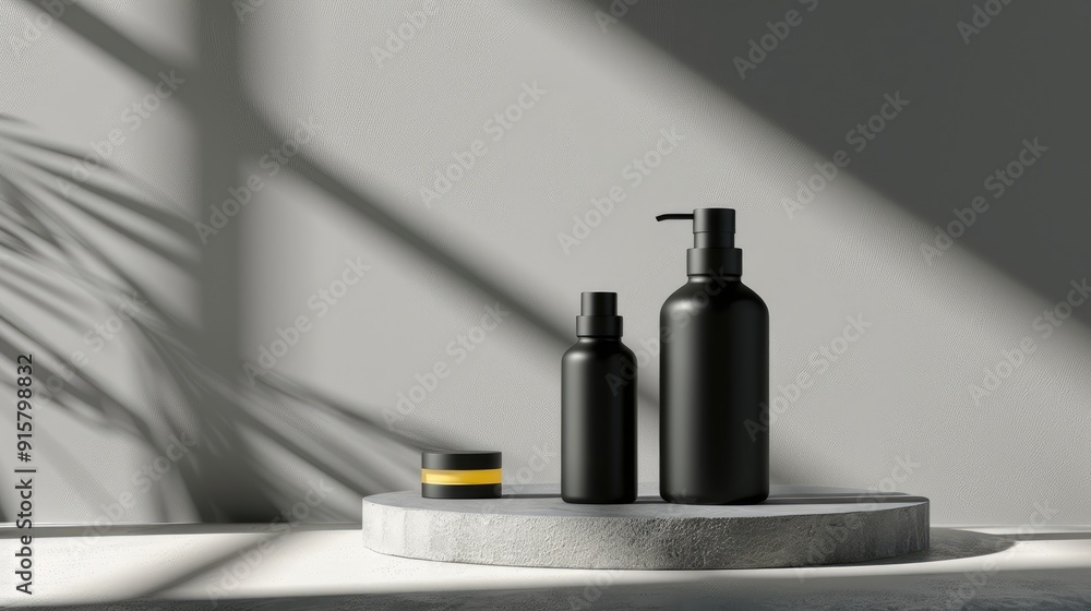 Product presentation with shadows on gray background Product presentation with shadows on gray background