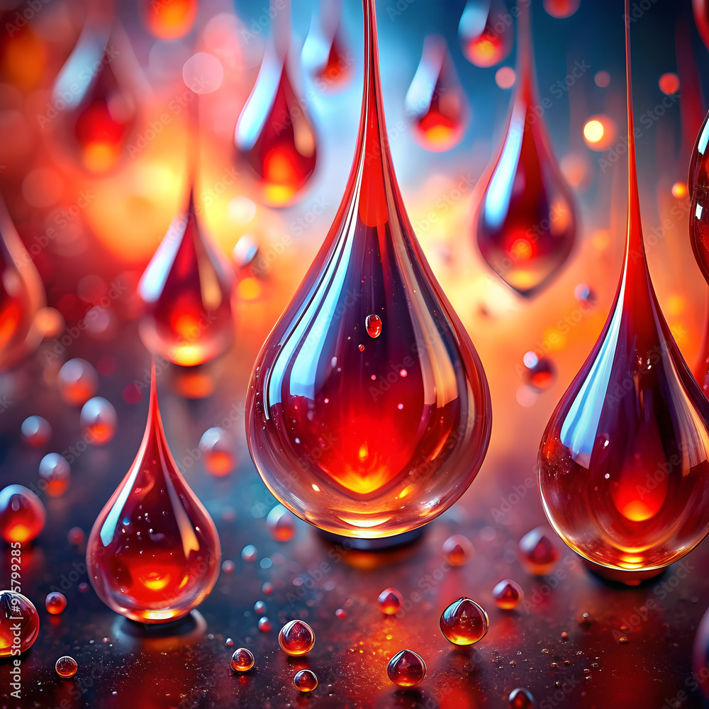 blurred abstract red teardrops in oil blurred abstract red teardrops in oil