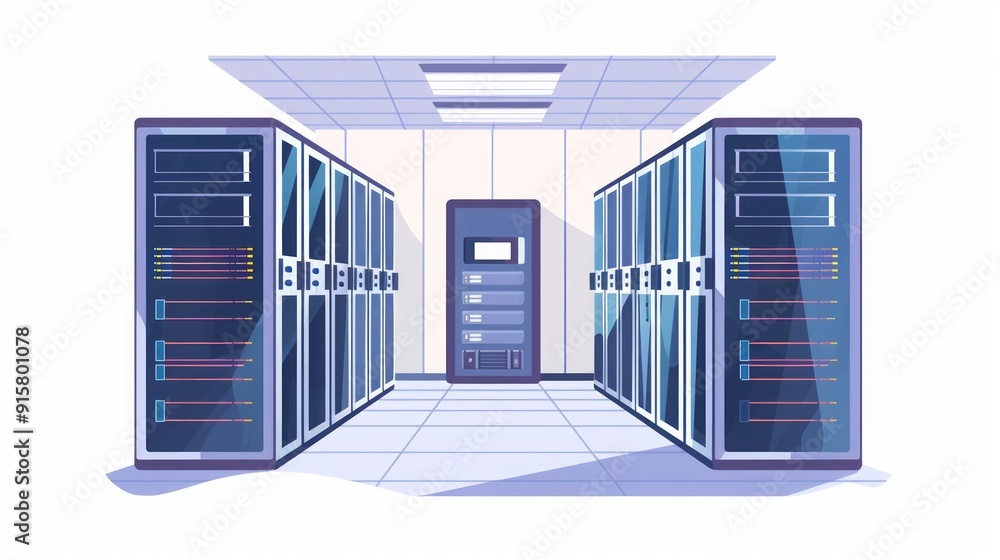Server Room Illustration: Data Center Technology & Network Infrastructure Server Room Illustration: Data Center Technology & Network Infrastructure