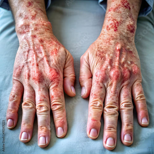 hands of patient suffering from psoriasis