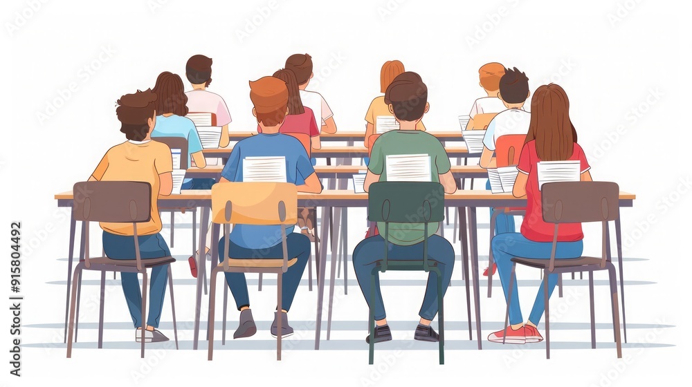 Students Taking a Test in a Classroom Students Taking a Test in a Classroom