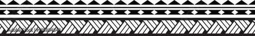 Polynesian tattoo design tribal border. Tribal design ethnic ornament maori band. Samoan Tattoo ribbon sleeve bracelet. Fabric seamless isolated hawaiian armband pattern on white background.