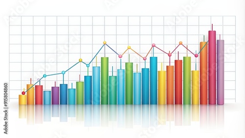 Wallpaper Mural A detailed graph on a white background with various colored lines representing data points and trends, analytics Torontodigital.ca