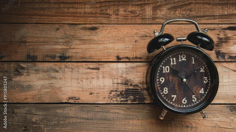A black alarm clock is in front of wooden wall background.jpeg A black alarm clock is in front of wooden wall background.jpeg