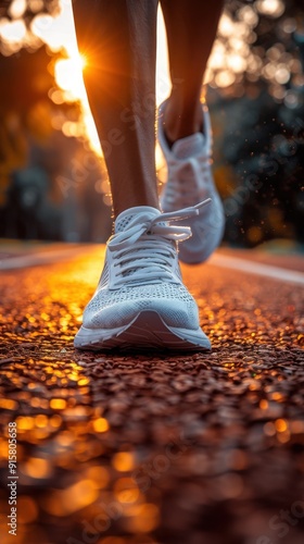 Someone walking on a road with their shoes on