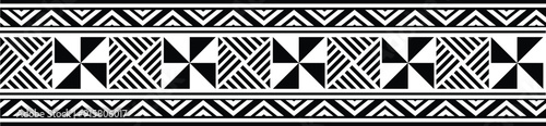 Polynesian tattoo design tribal border. Tribal design ethnic ornament maori band. Samoan Tattoo ribbon sleeve bracelet. Fabric seamless isolated hawaiian armband pattern on white background.