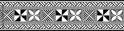 Polynesian tattoo design tribal border. Tribal design ethnic ornament maori band. Samoan Tattoo ribbon sleeve bracelet. Fabric seamless isolated hawaiian armband pattern on white background.