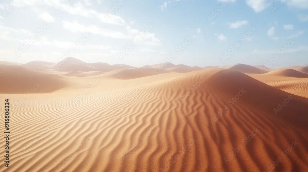 Stunning Desert Landscape with Rolling Sand Dunes Under a Clear Sky. Stunning Desert Landscape with Rolling Sand Dunes Under a Clear Sky.