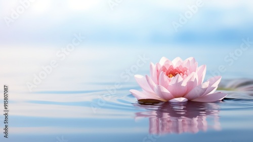 Beautiful lotus flower on the water with copy space for background