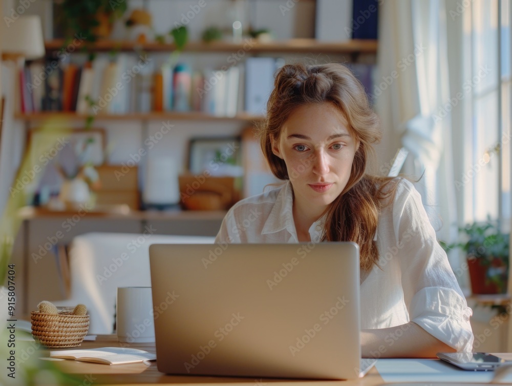 Female professional working on laptop indoors Female professional working on laptop indoors