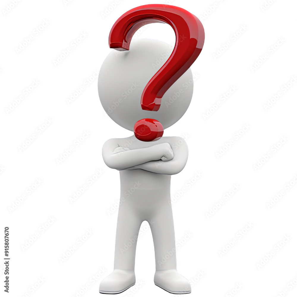Curious Character with Red Question Mark. Curious Character with Red Question Mark.