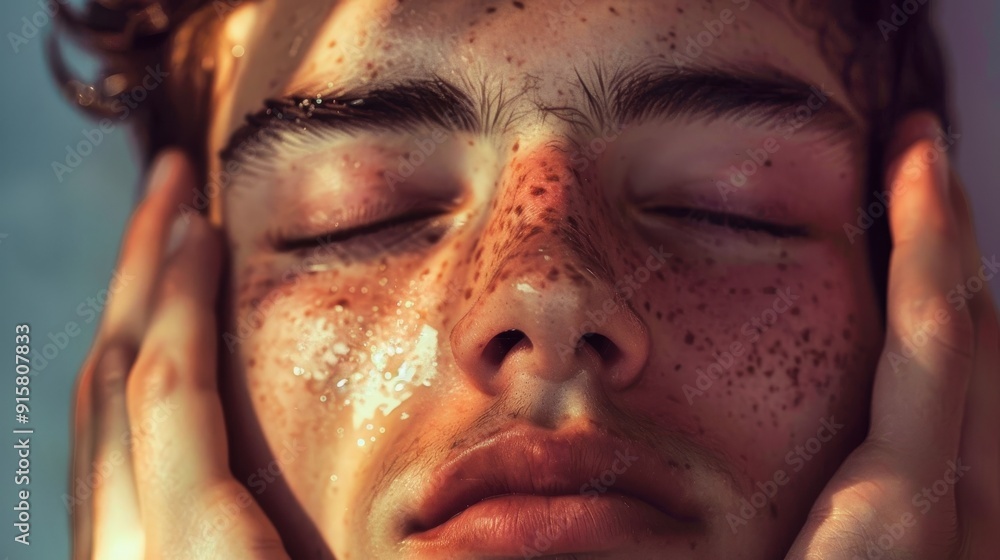 A serene moment captured in soft light reflecting youthful tranquility and gentle touch in an intimate setting A serene moment captured in soft light reflecting youthful tranquility and gentle touch in an intimate setting