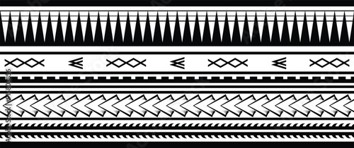 Polynesian tattoo tribal band design. Samoan tattoo tribal border. Decorative seamless pattern.