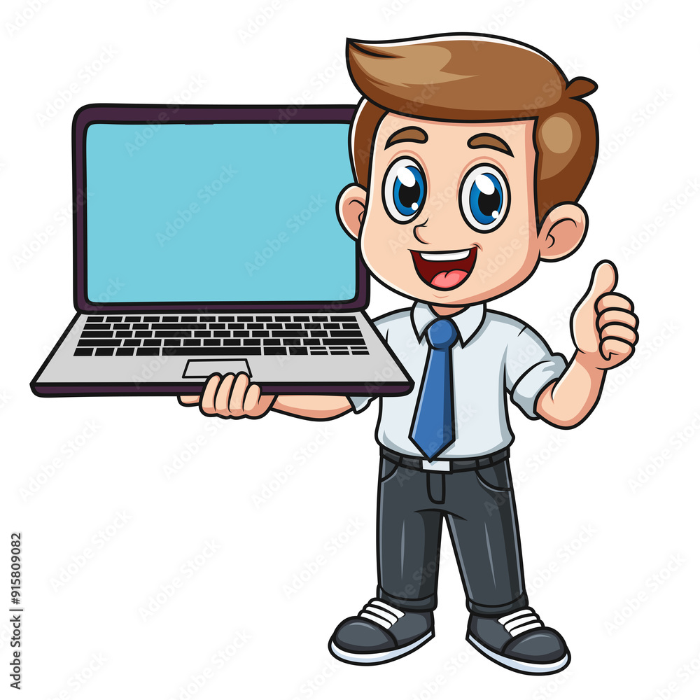 Cartoon man advertising using laptop Cartoon man advertising using laptop