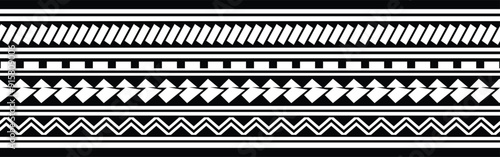 Polynesian tattoo tribal band design. Samoan tattoo tribal border. Decorative seamless pattern.
