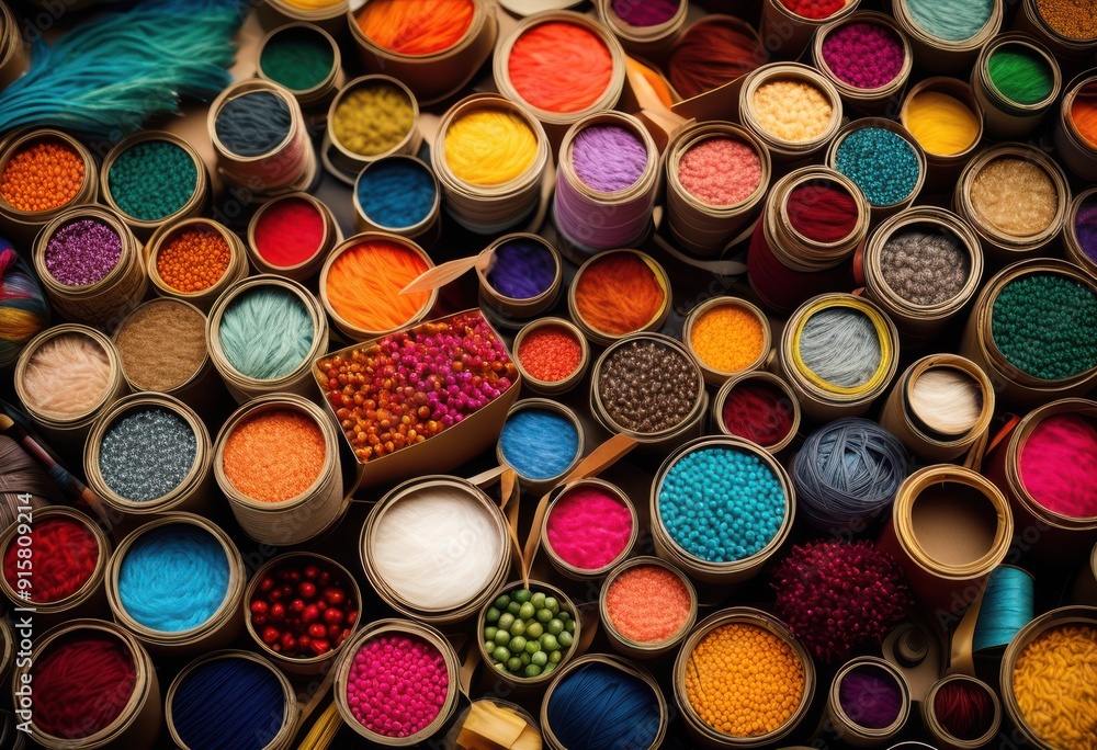 stunning aerial view colorful crafting supplies featuring variety materials vibrant arrangement, textures, shapes, paper, scissors, glue, paint, brushes stunning aerial view colorful crafting supplies featuring variety materials vibrant arrangement, textures, shapes, paper, scissors, glue, paint, brushes
