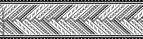 Polynesian pattern tribal tattoo border. Tribal tattoo geometric fore arm samoan band.Tattoo eps forearm samoan sleeve bracelet.Fabric seamless isolated hawaiian pattern on white background.