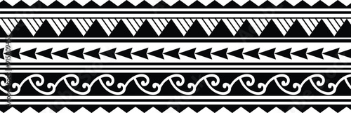 Polynesian tattoo tribal band design. Samoan tattoo tribal border. Decorative seamless pattern.
