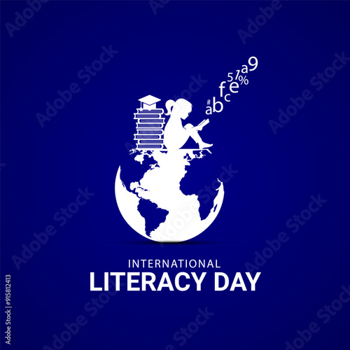 International Literacy Day. Education Day concept. World Literacy Day Logo Theme Idea Creative vector illustration.