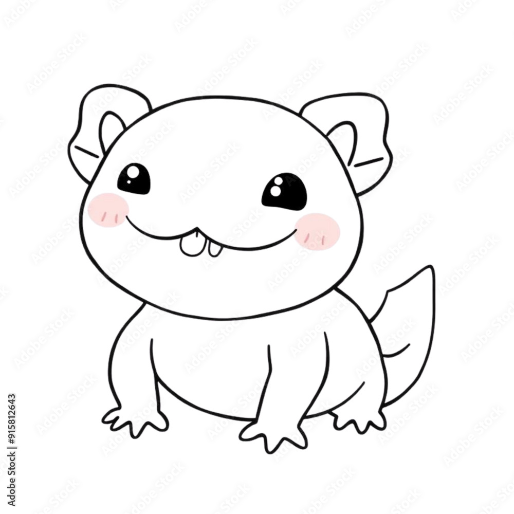 Cute kawaii axolotl cartoon character coloring page on an Isolated transparent background. generated with AI Cute kawaii axolotl cartoon character coloring page on an Isolated transparent background. generated with AI