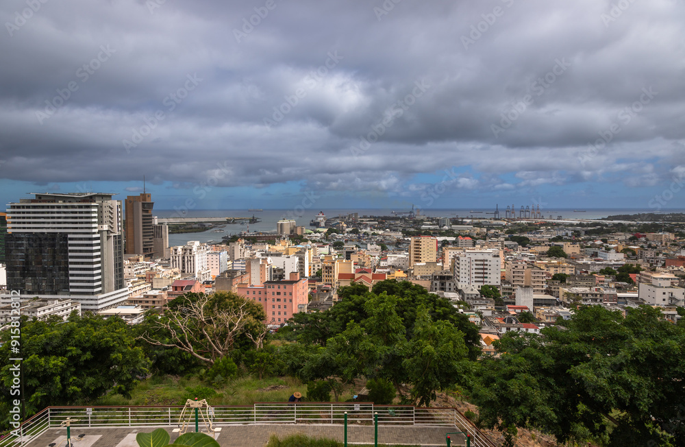 Exposure done from the Citadelle (Fort Adelaide) of the Mauritius capital, Port Louis, showing the Champ de Mars (horse race track). Exposure done from the Citadelle (Fort Adelaide) of the Mauritius capital, Port Louis, showing the Champ de Mars (horse race track).