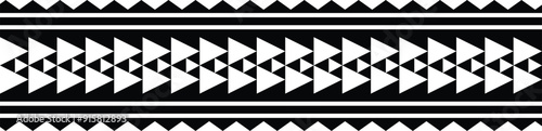 Polynesian tattoo design tribal border. Tribal design ethnic ornament maori band. Samoan Tattoo ribbon sleeve bracelet. Fabric seamless isolated hawaiian armband pattern on white background.