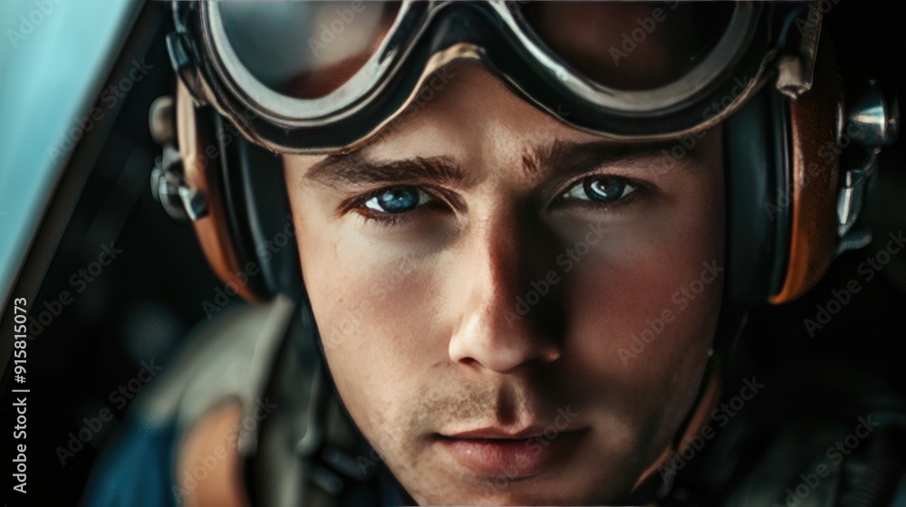 male helicopter pilot close-up. Selective focus male helicopter pilot close-up. Selective focus
