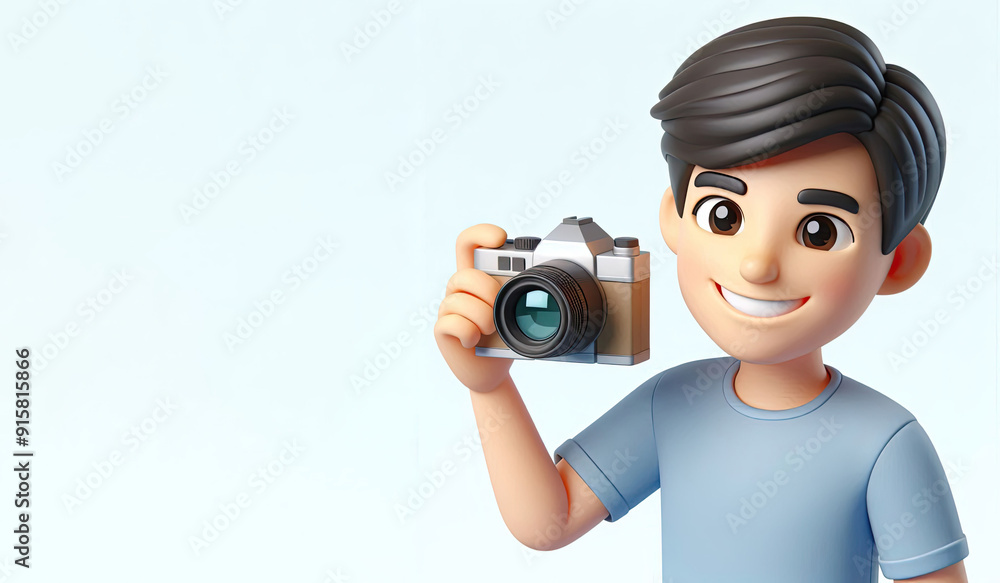 3D anime Character Photographer for world photography day theme background 3D anime Character Photographer for world photography day theme background