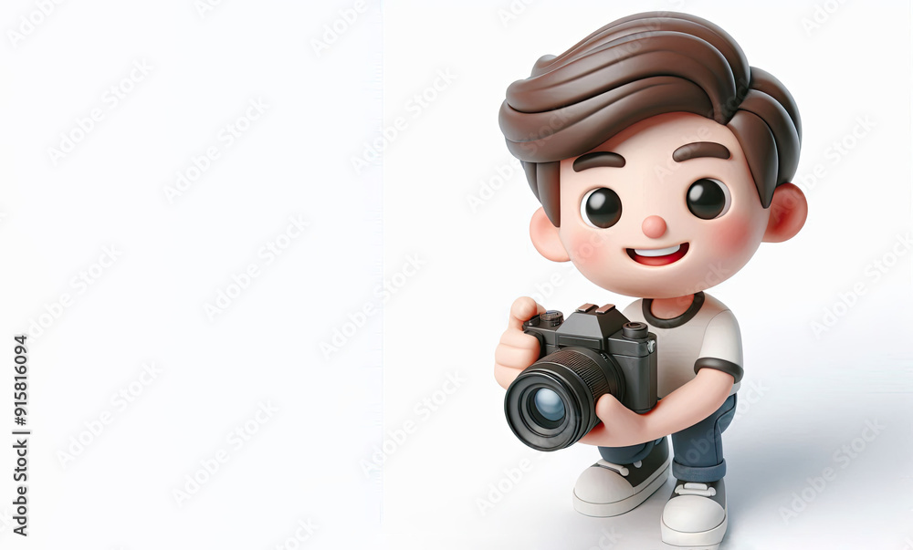 3D anime Character Photographer for world photography day theme background 3D anime Character Photographer for world photography day theme background