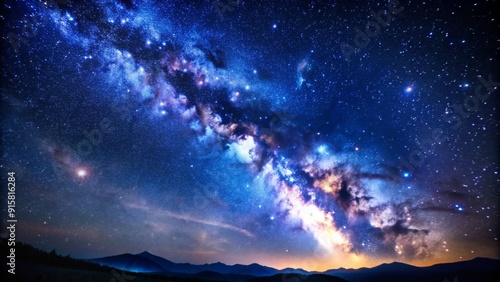 Milky Way over Mountains - Night Sky Photography, Starry Sky, Galaxy, Cosmic Landscape, Celestial Wonders