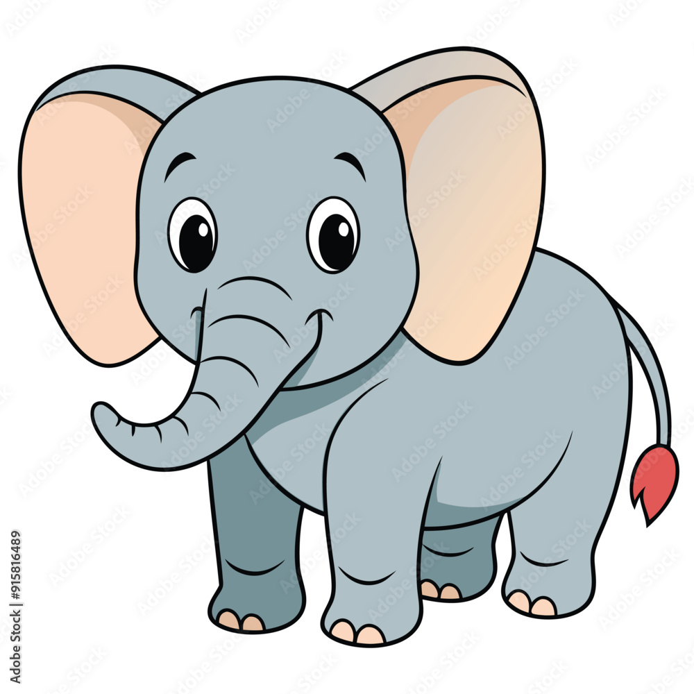 2D African Elephant cartoon character vector icon illustration on white background 2D African Elephant cartoon character vector icon illustration on white background