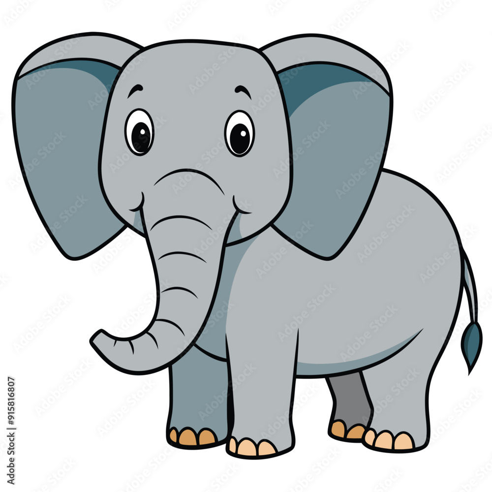 Naklejka premium 2D African Elephant cartoon character vector icon illustration on white background