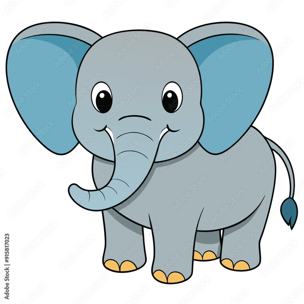 2D African Elephant cartoon character vector icon illustration on white background 2D African Elephant cartoon character vector icon illustration on white background