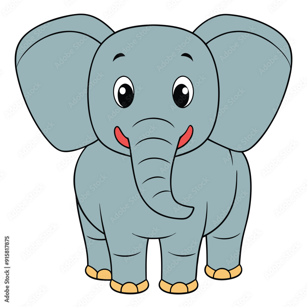 2D African Elephant cartoon character vector icon illustration on white background 2D African Elephant cartoon character vector icon illustration on white background
