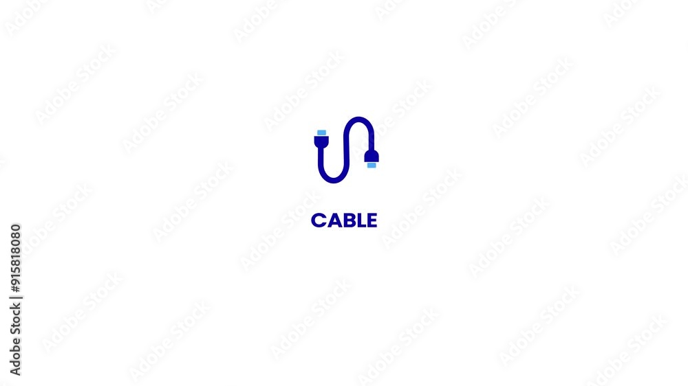 Cable icon, electric power supply cable, electrical cord raster icon simple logotype animation background. Cable icon, electric power supply cable, electrical cord raster icon simple logotype animation background.