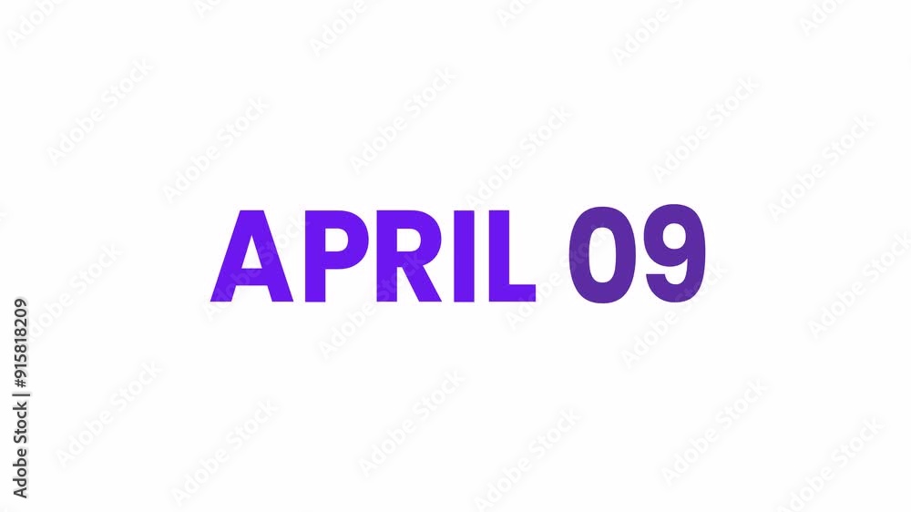 9th April calendar icon animation. Alpha matte with transparent background 4K resolution. 9th April calendar icon animation. Alpha matte with transparent background 4K resolution.