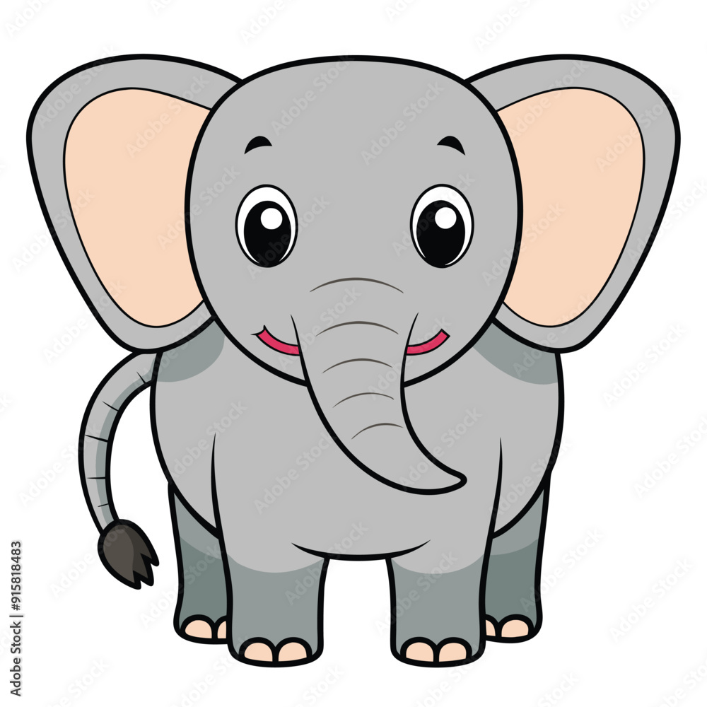 2D African Elephant cartoon character vector icon illustration on white background 2D African Elephant cartoon character vector icon illustration on white background