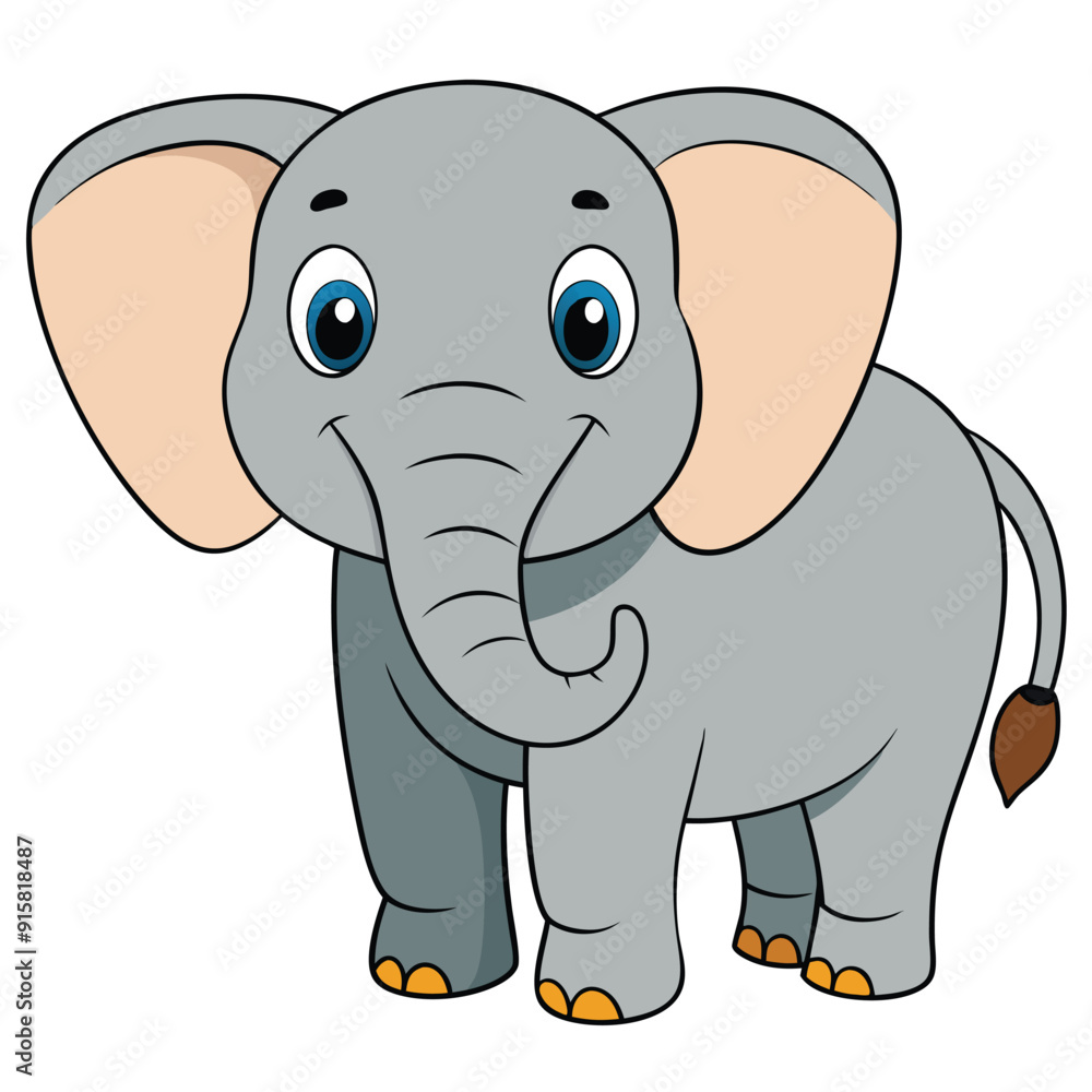 2D African Elephant cartoon character vector icon illustration on white background 2D African Elephant cartoon character vector icon illustration on white background