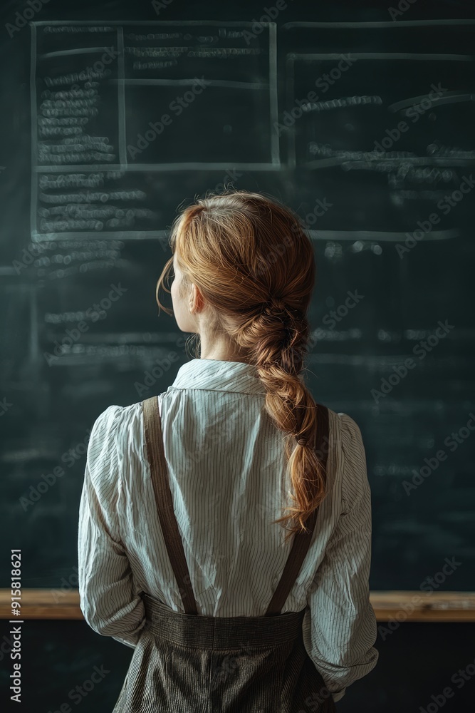 teacher at the blackboard at school. Selective focus teacher at the blackboard at school. Selective focus