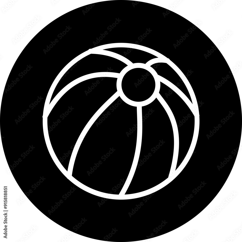 Beach Ball Vector Line White Circle Black Beach Ball Vector Line White Circle Black