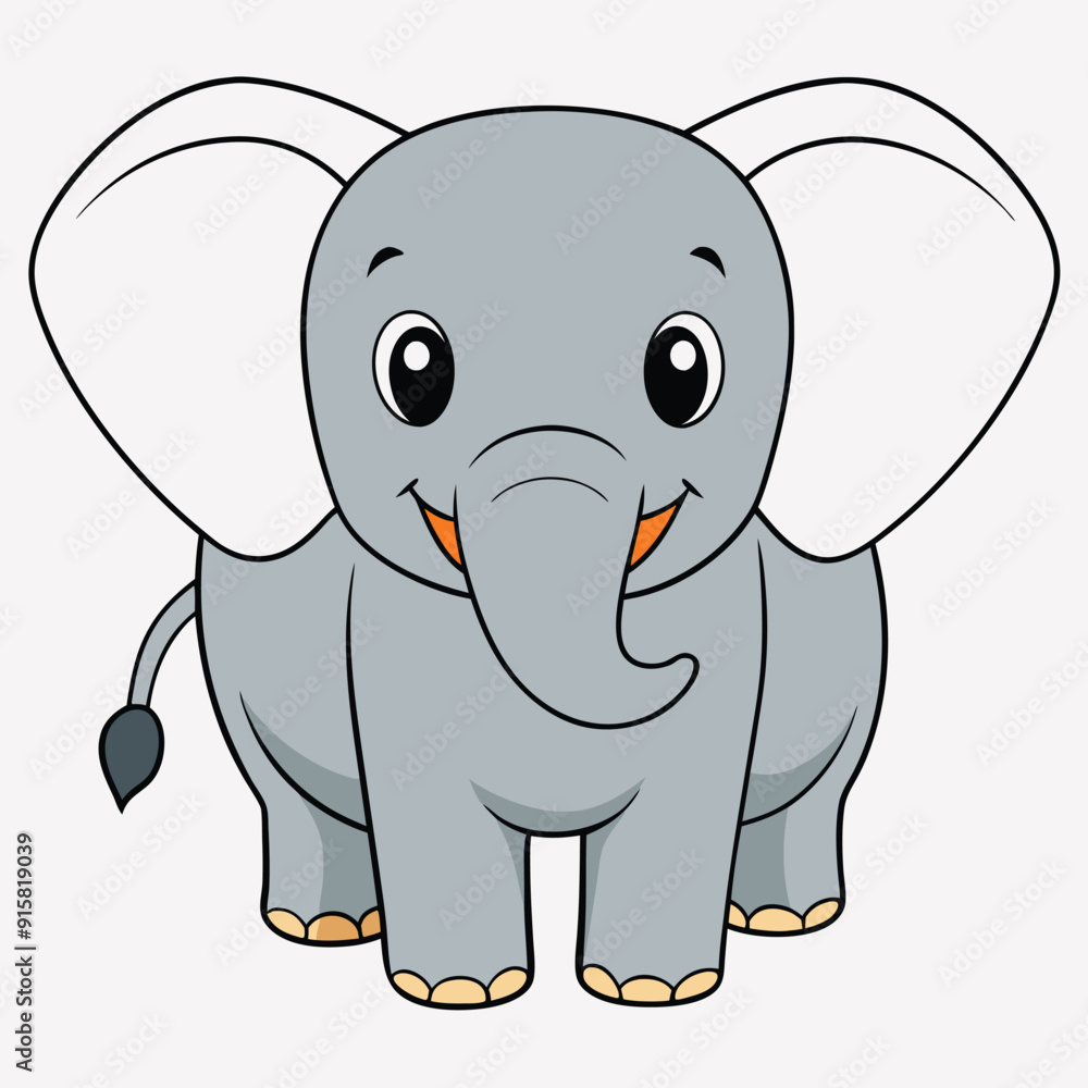 2D African Elephant cartoon character vector icon illustration on white background 2D African Elephant cartoon character vector icon illustration on white background