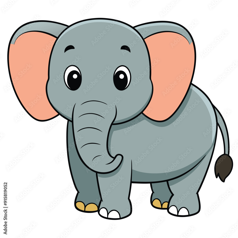 2D African Elephant cartoon character vector icon illustration on white background 2D African Elephant cartoon character vector icon illustration on white background