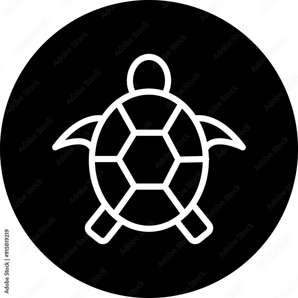 Obraz premium Sea Turtle Vector Line White Circle Black