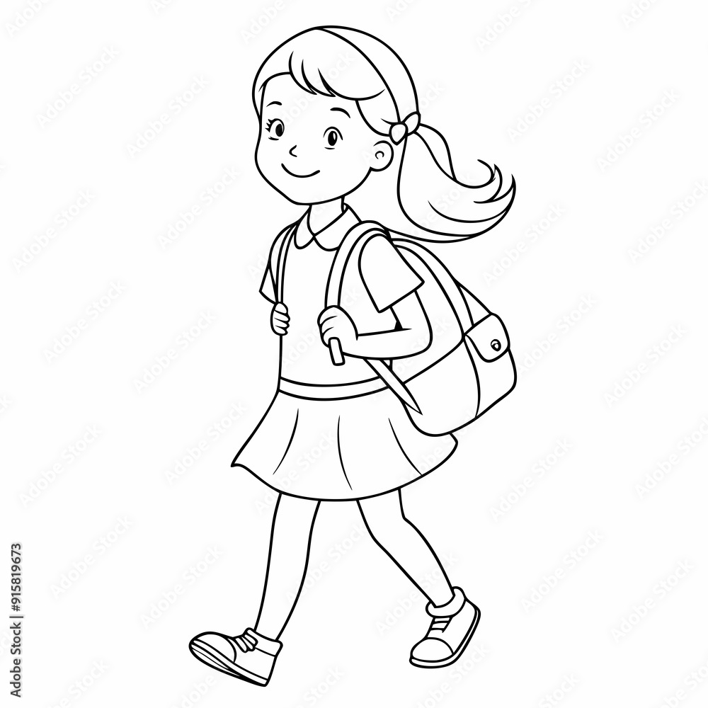continuous single line drawing of elementary school student girl with school bag, line art vector illustration
continuous single line drawing of elementary school student girl with school bag, line art vector illustration