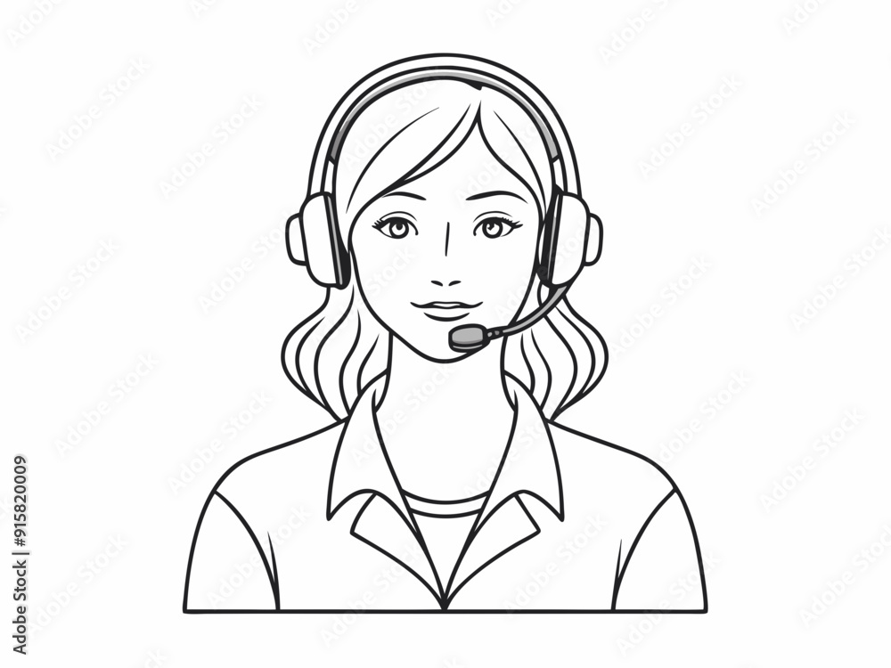 continuous single line drawing of female call center agent with headset during call, line art vector illustration
continuous single line drawing of female call center agent with headset during call, line art vector illustration